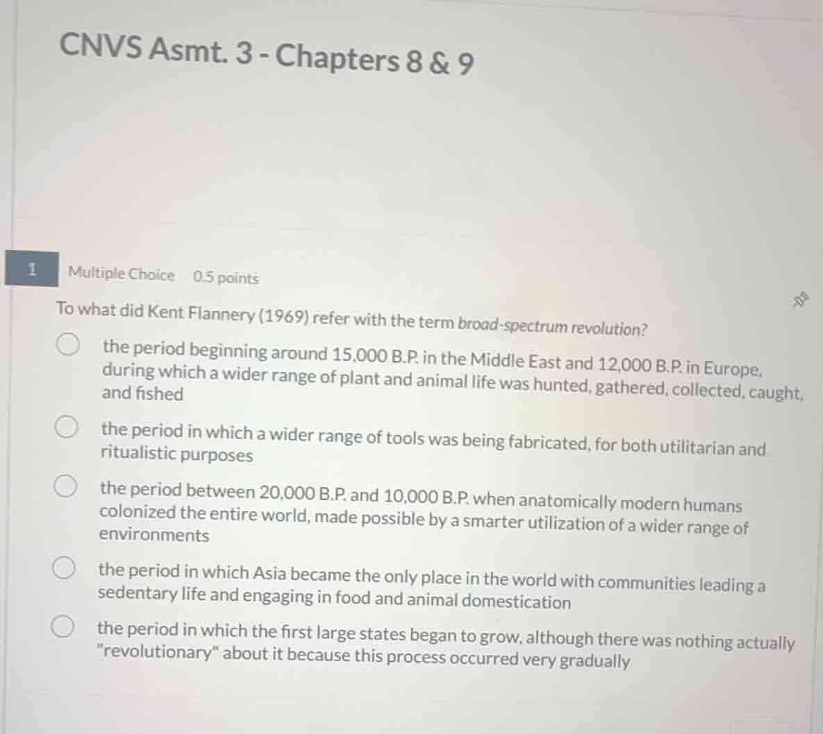 cnvs asmt. 3 - chapters 8 & 9 1 multiple choice 0.5 points to what did …