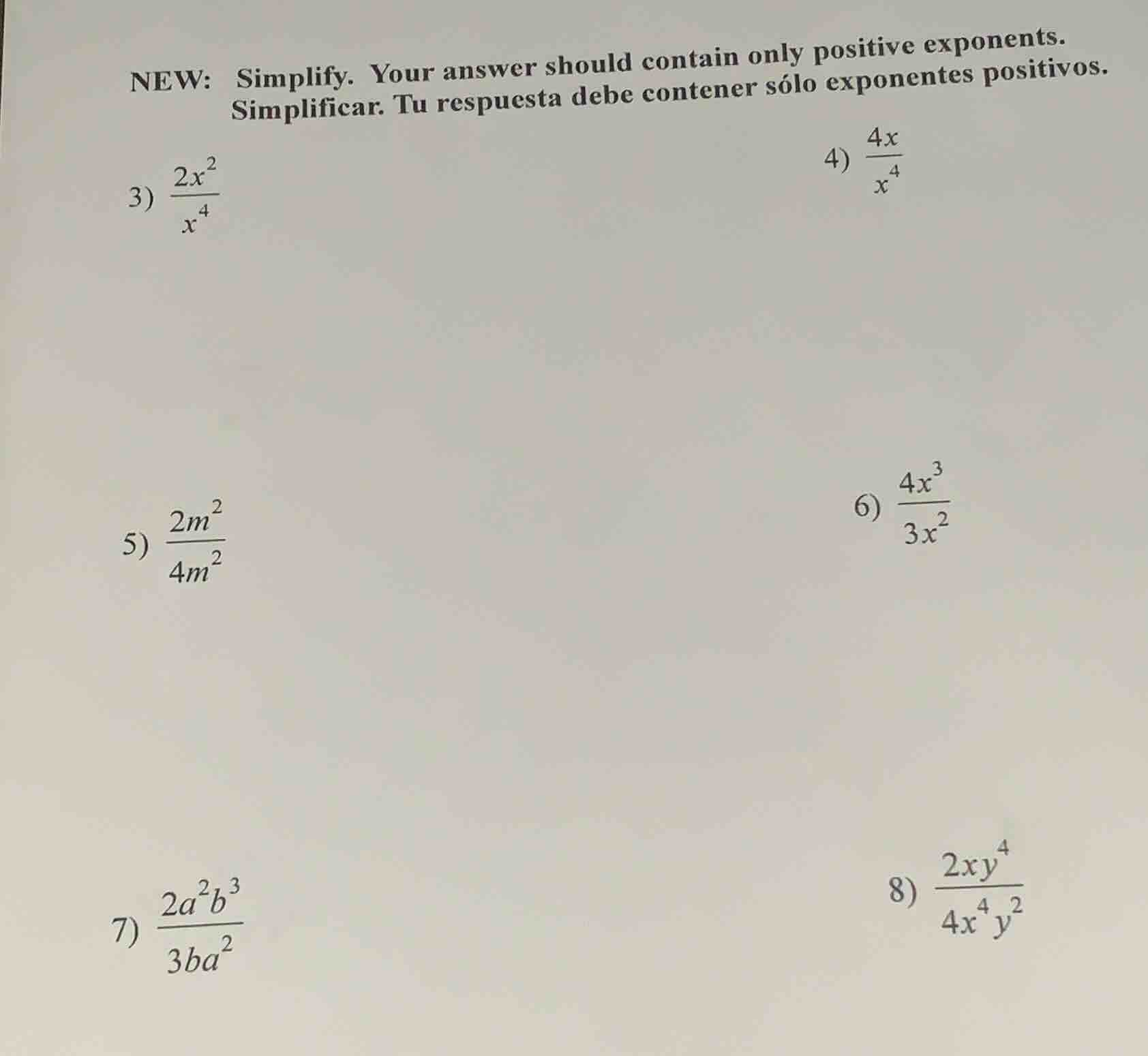 new: simplify. your answer should contain only positive exponents. simp…