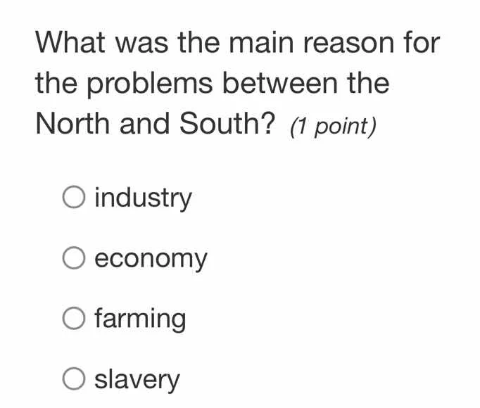what was the main reason for the problems between the north and south? …