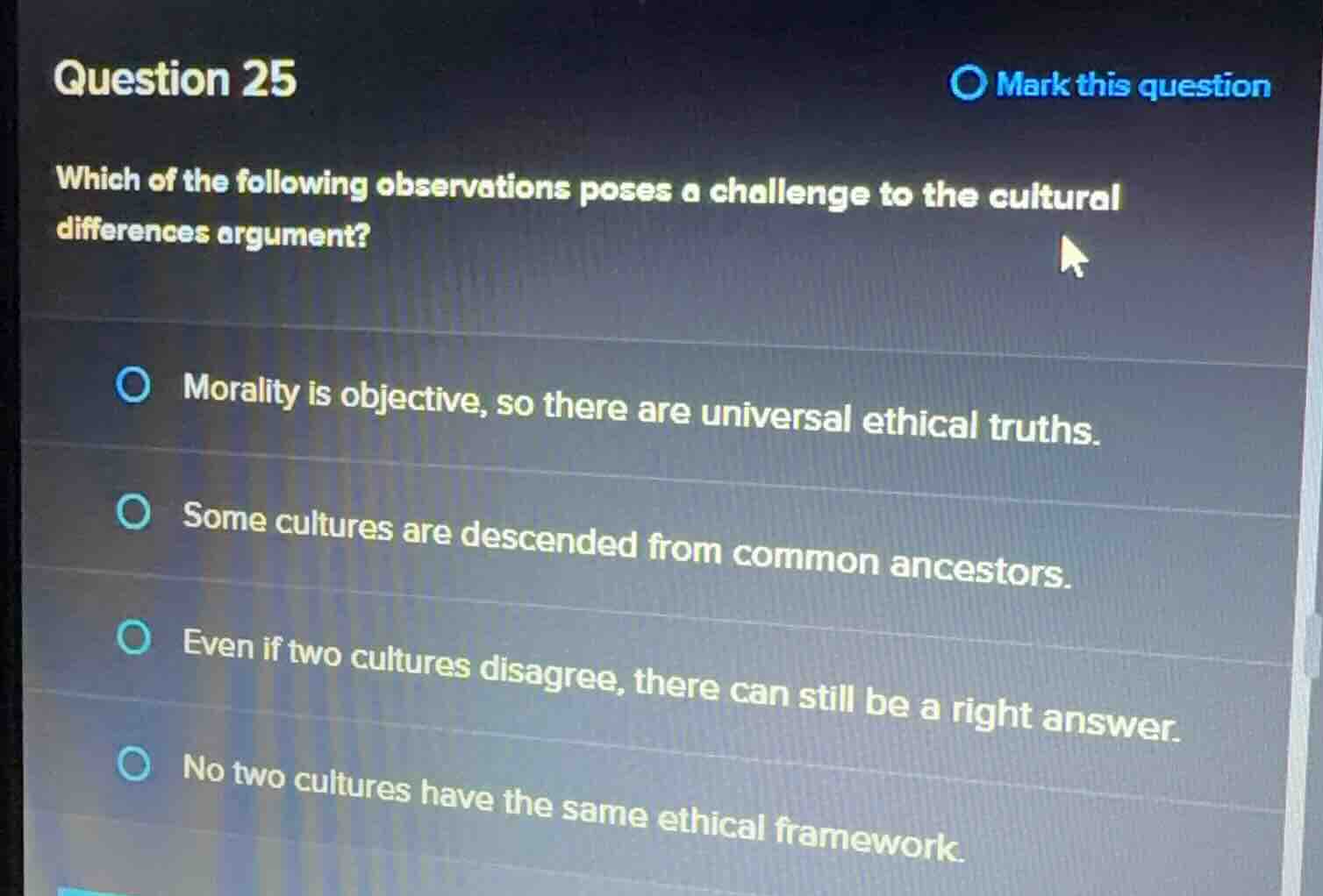 question 25 mark this question which of the following observations pose…