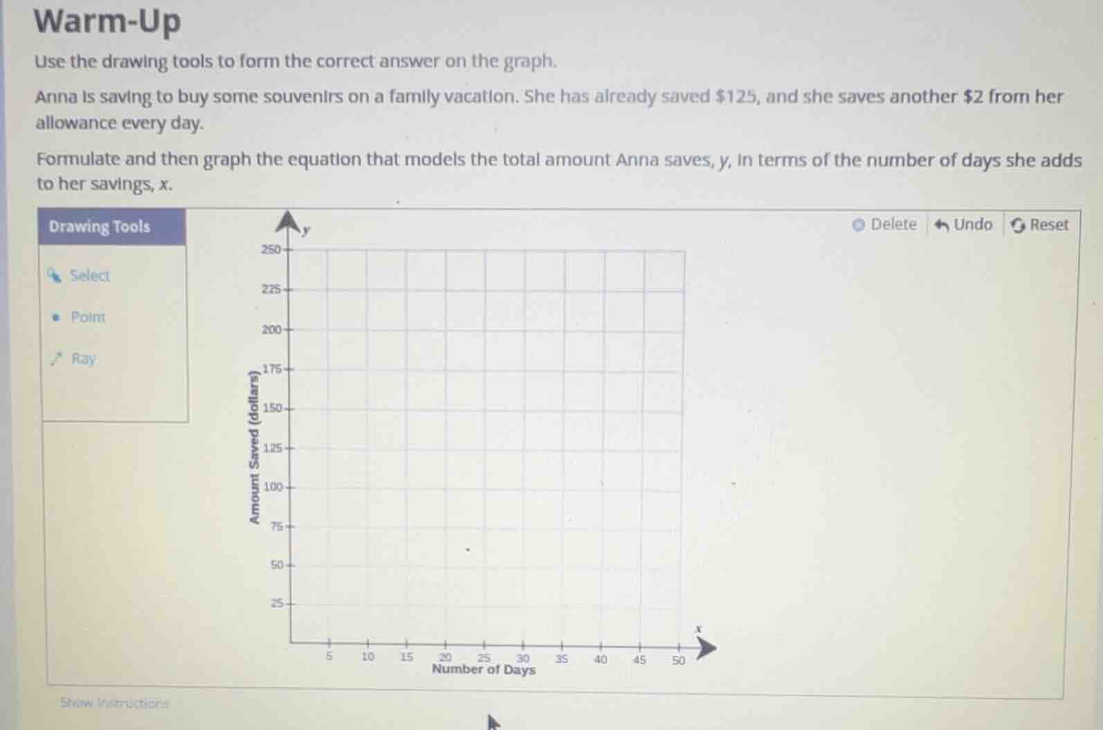 warm-up use the drawing tools to form the correct answer on the graph. …