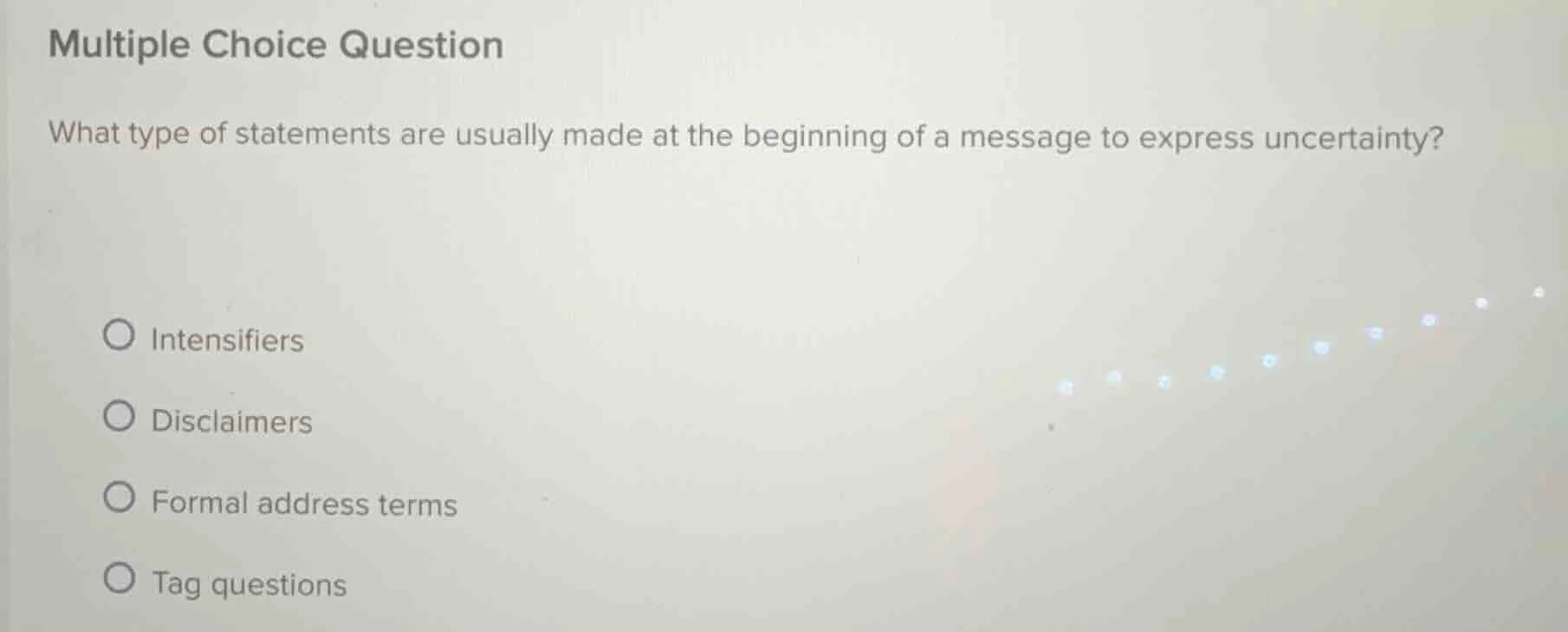 multiple choice question what type of statements are usually made at th…