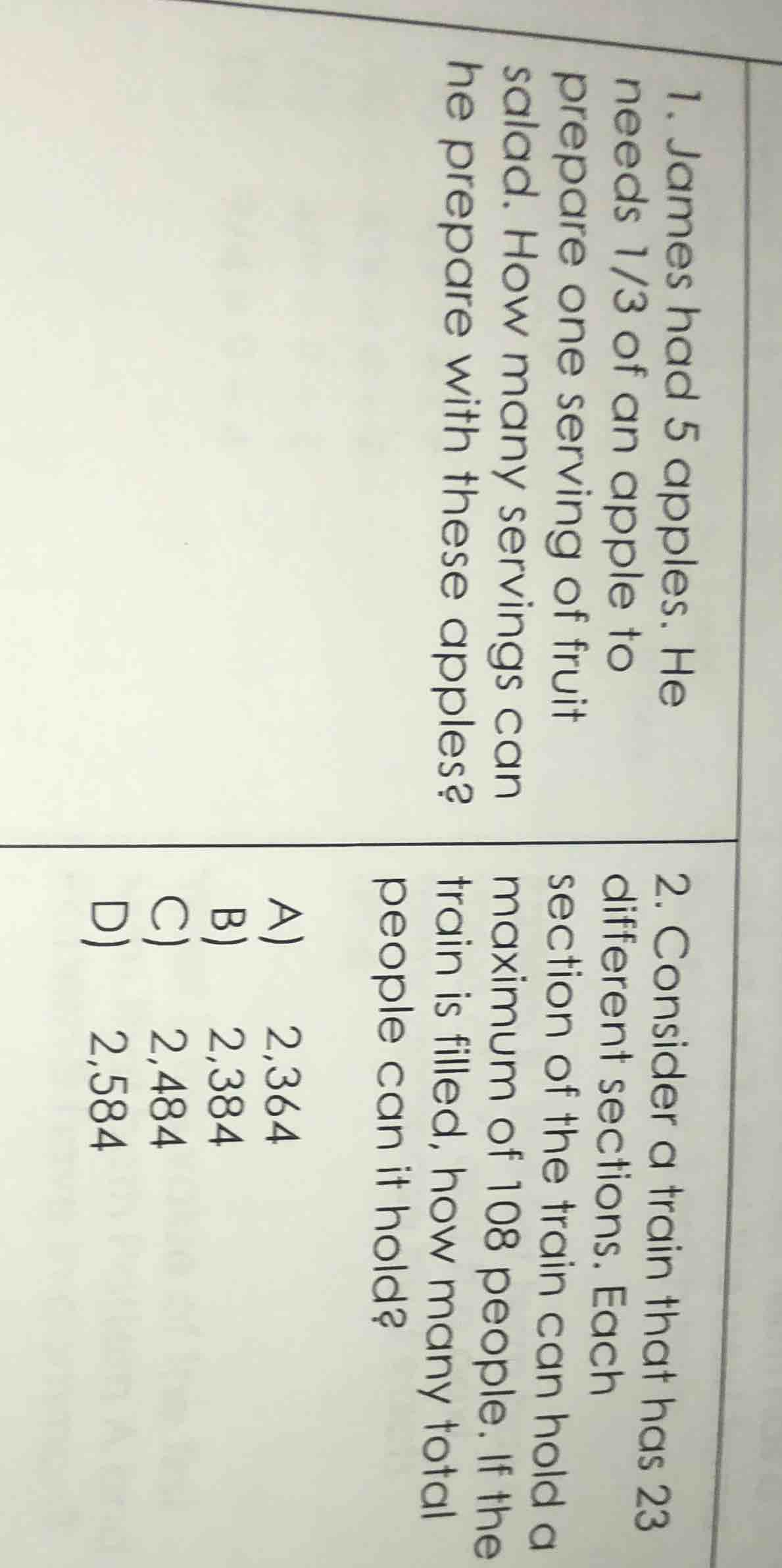 1. james had 5 apples. he needs 1/3 of an apple to prepare one serving …