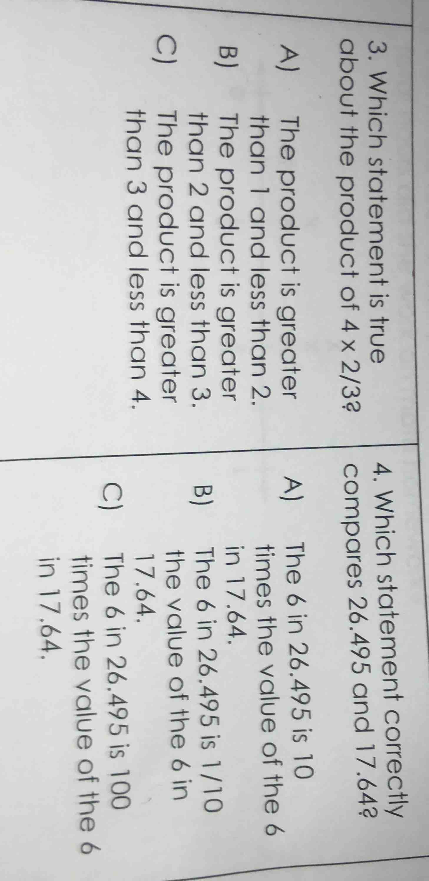 3. which statement is true about the product of 4 × 2/3? a) the product…