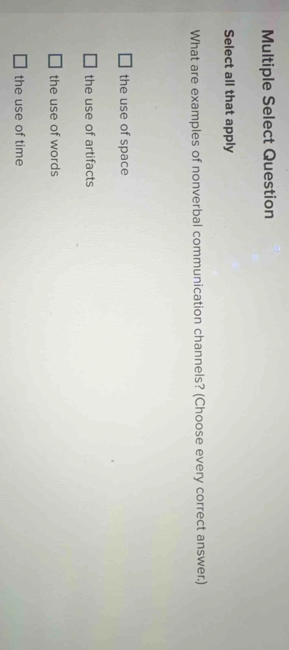 multiple select question select all that apply what are examples of non…