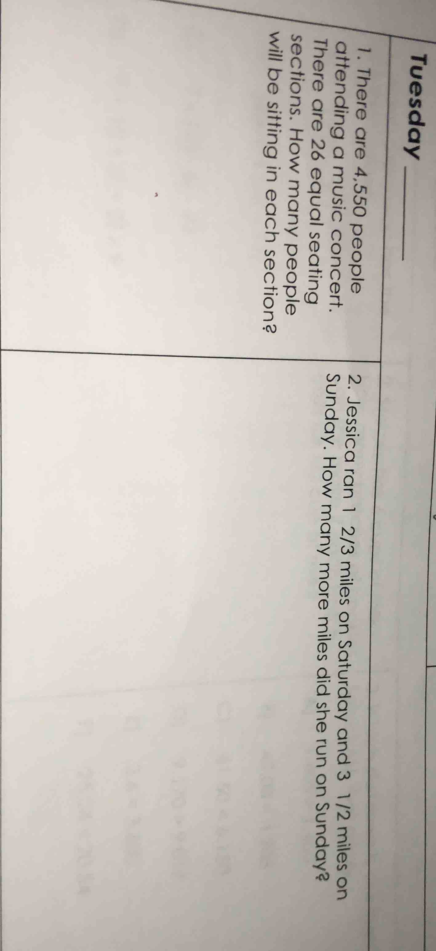 1. there are 4,550 people attending a music concert. there are 26 equal…