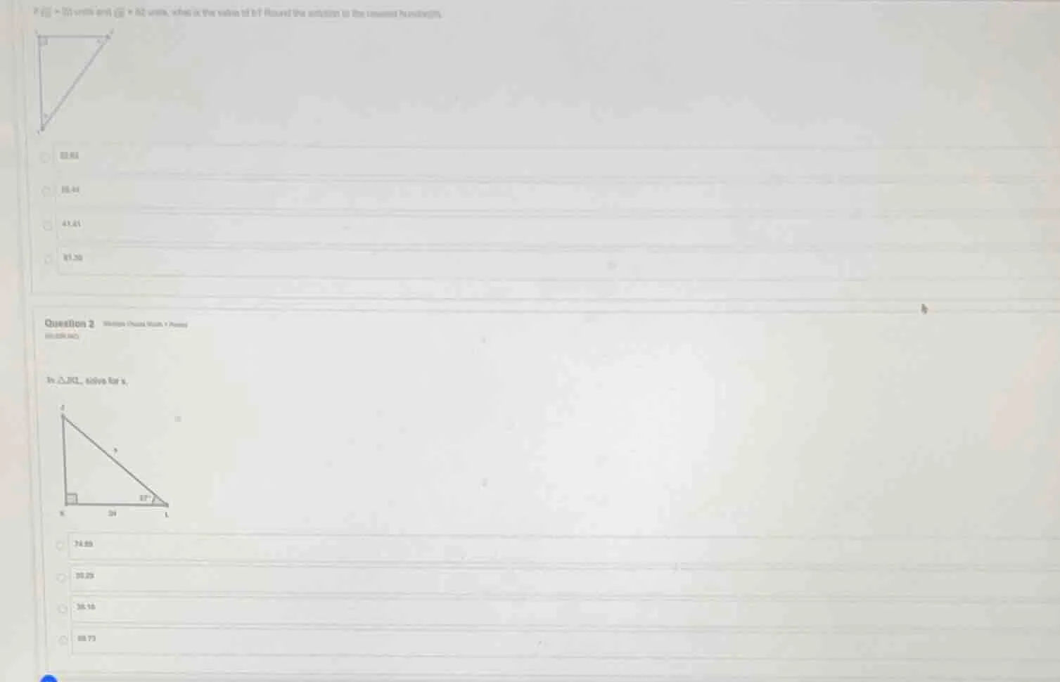 if \\( \\overline{yz} = 25 \\) units and \\( \\overline{xz} = 42 \\) un…