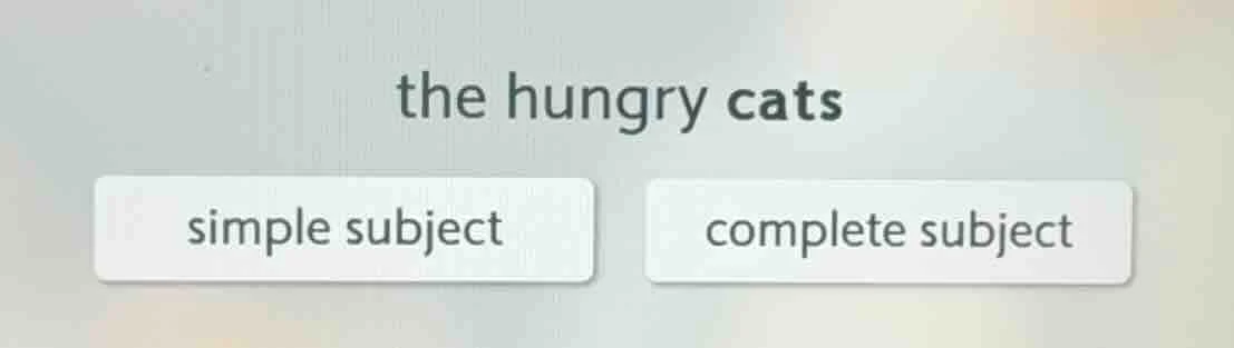 the hungry cats simple subject complete subject