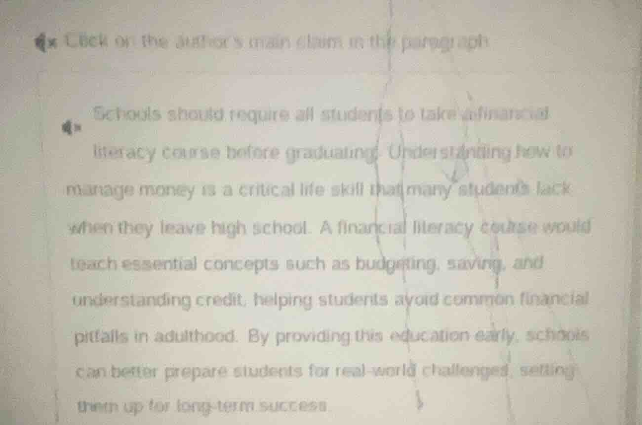 click on the authors main claim in the paragraph schools should require…