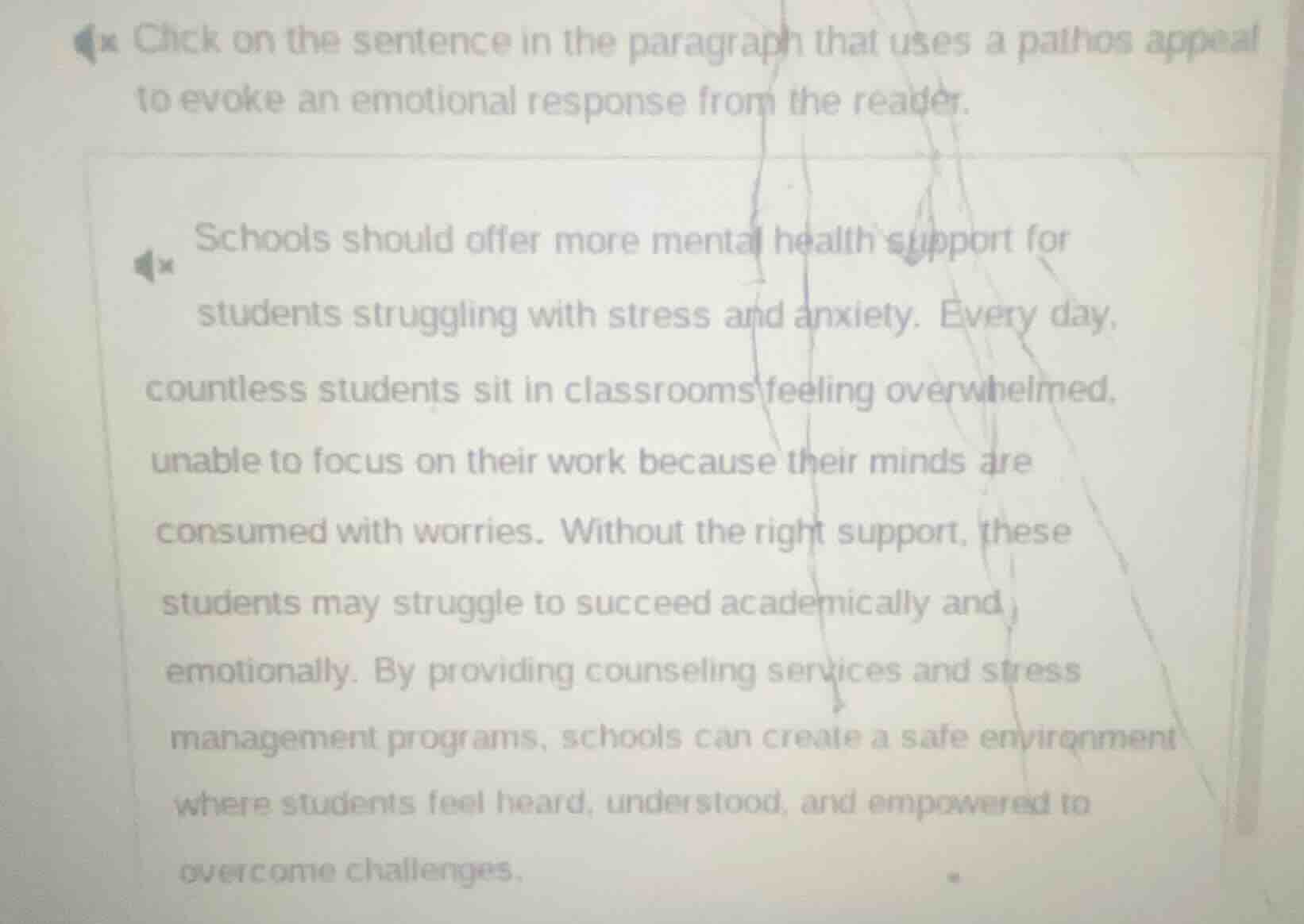 click on the sentence in the paragraph that uses a pathos appeal to evo…