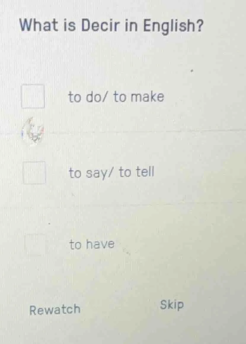 what is decir in english? to do/ to make to say/ to tell to have rewatc…