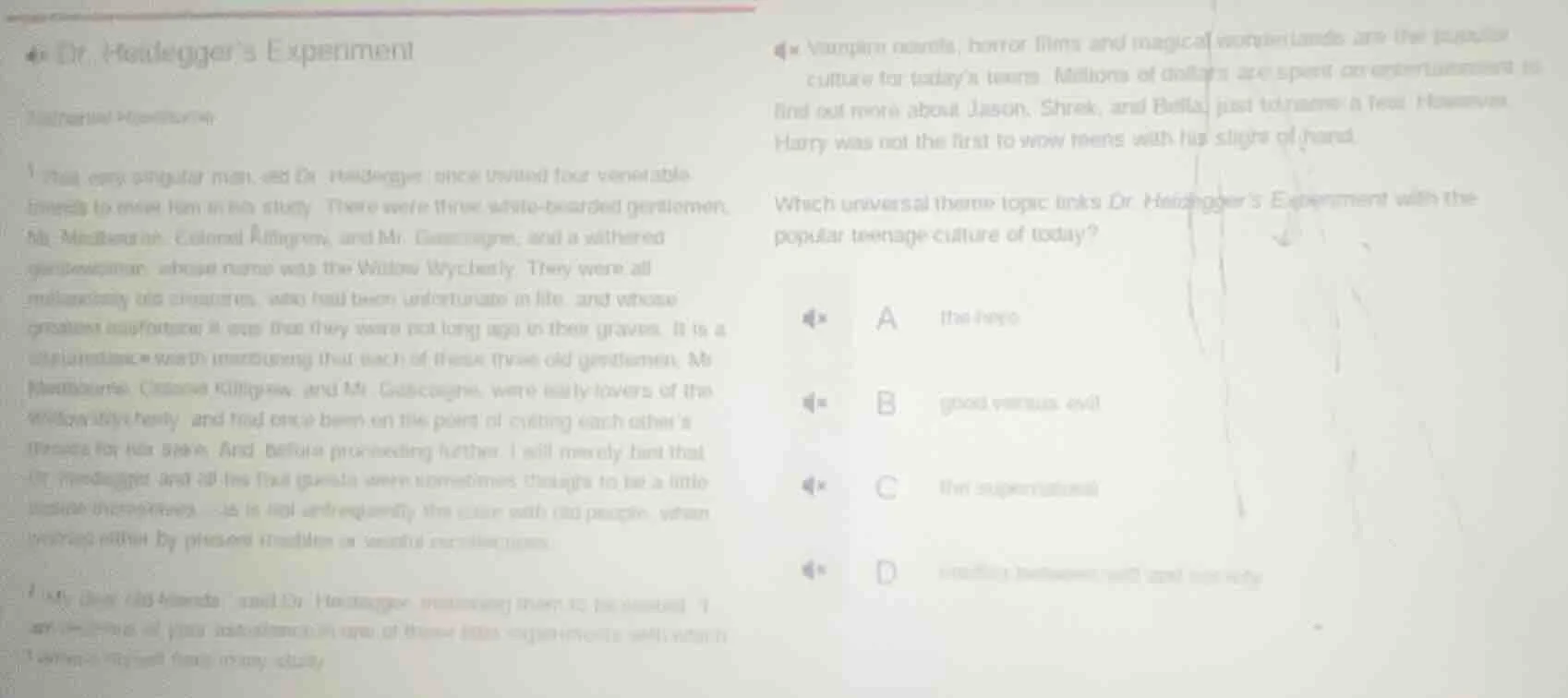 ### dr. heidegger’s experiment #### textual passage 1. this very singul…