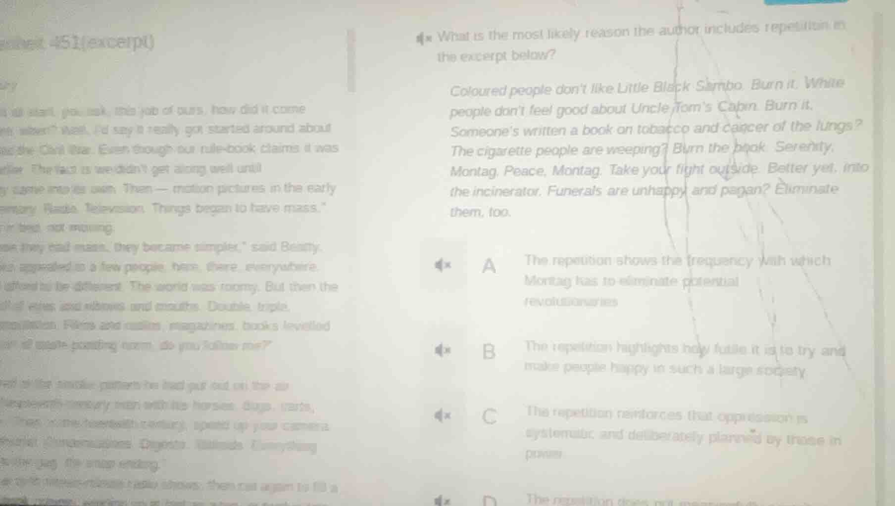 what is the most likely reason the author includes repetition in the ex…