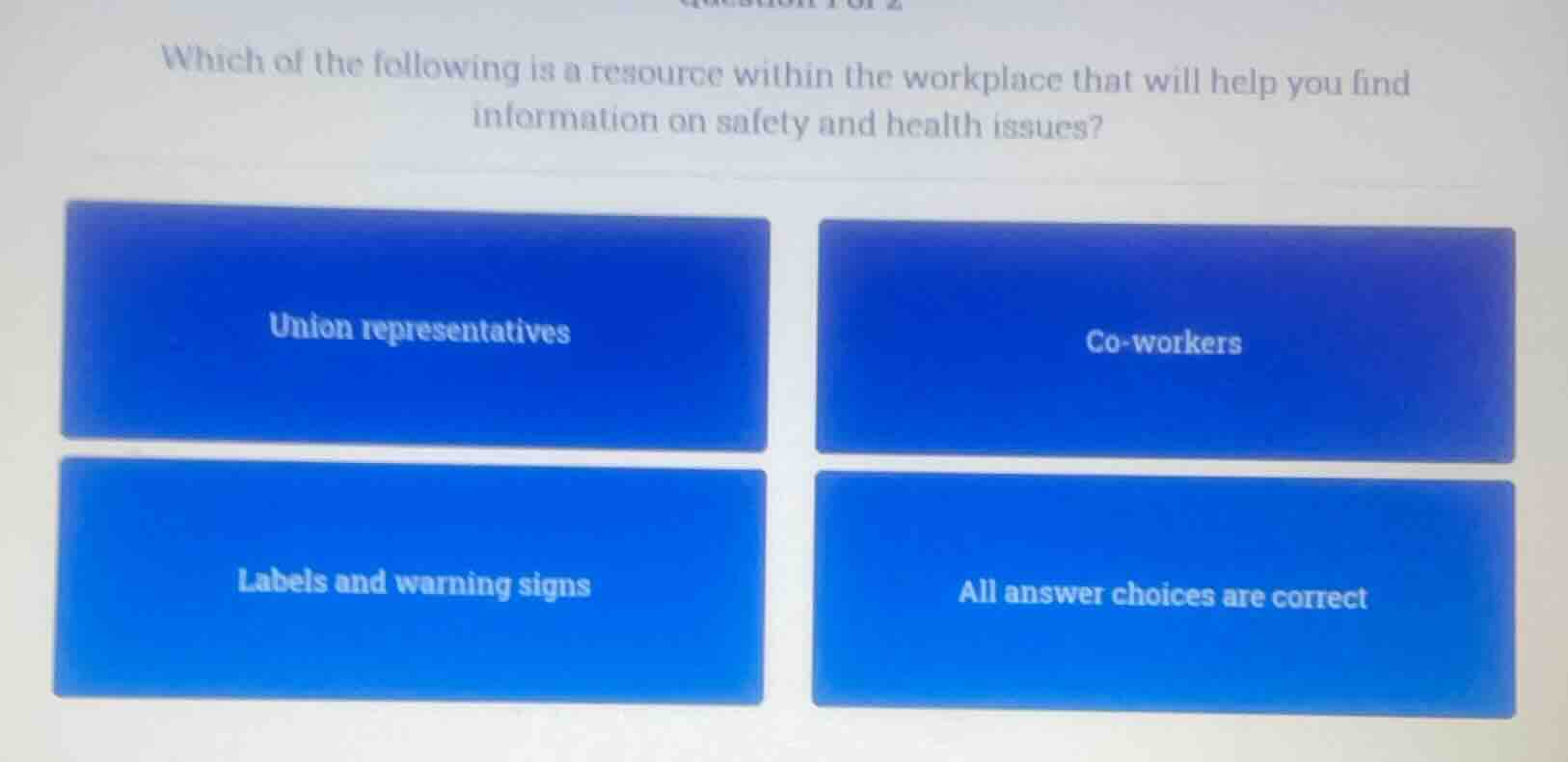 which of the following is a resource within the workplace that will hel…
