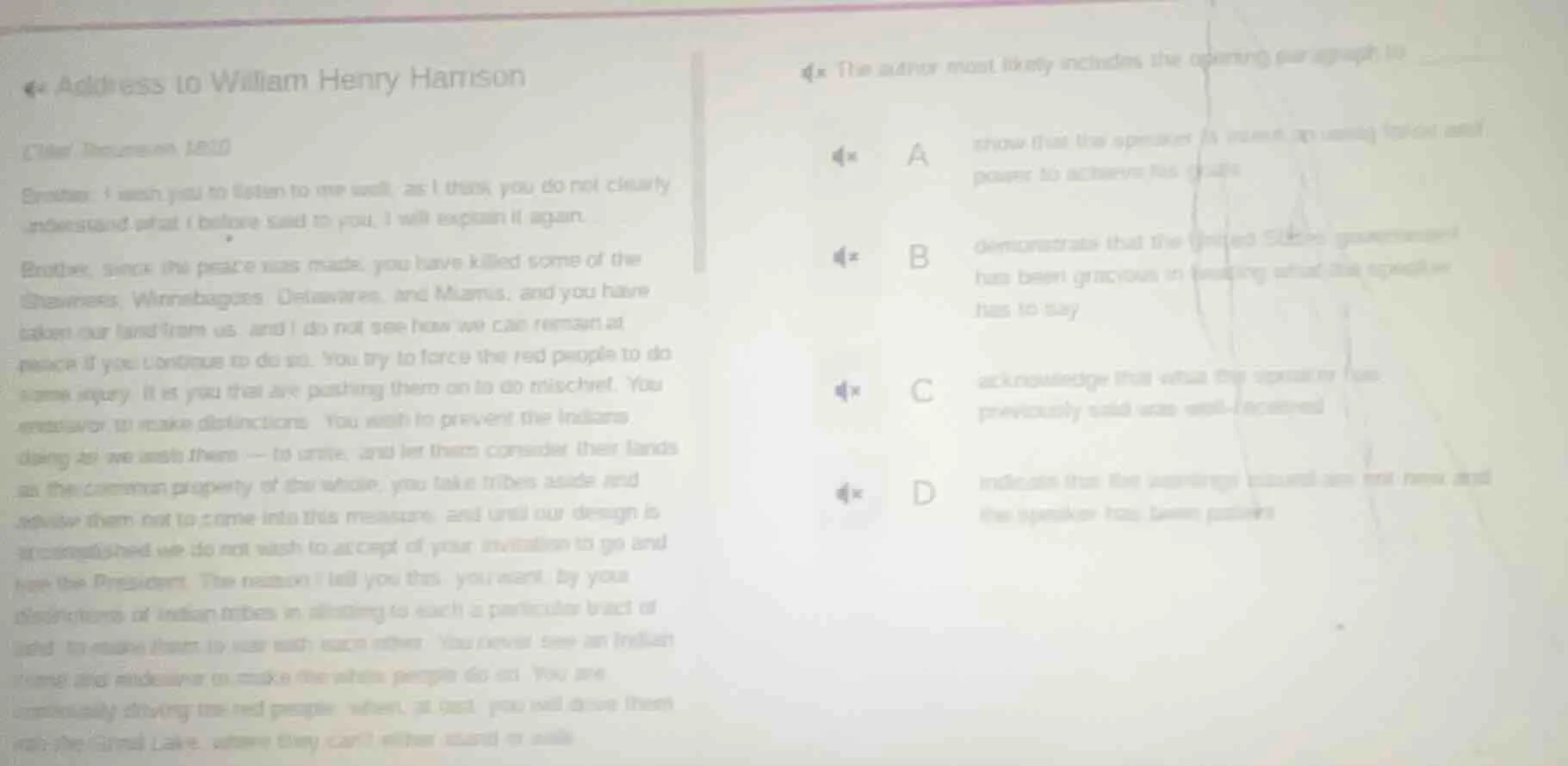 address to william henry harrison chief tecumseh 1809 brother, i wish y…