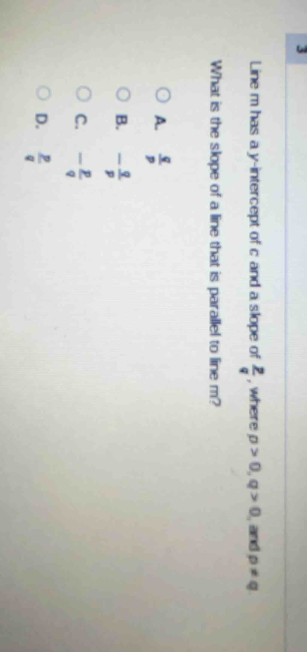 line m has a y - intercept of c and a slope of \\(\\frac{p}{q}\\), wher…