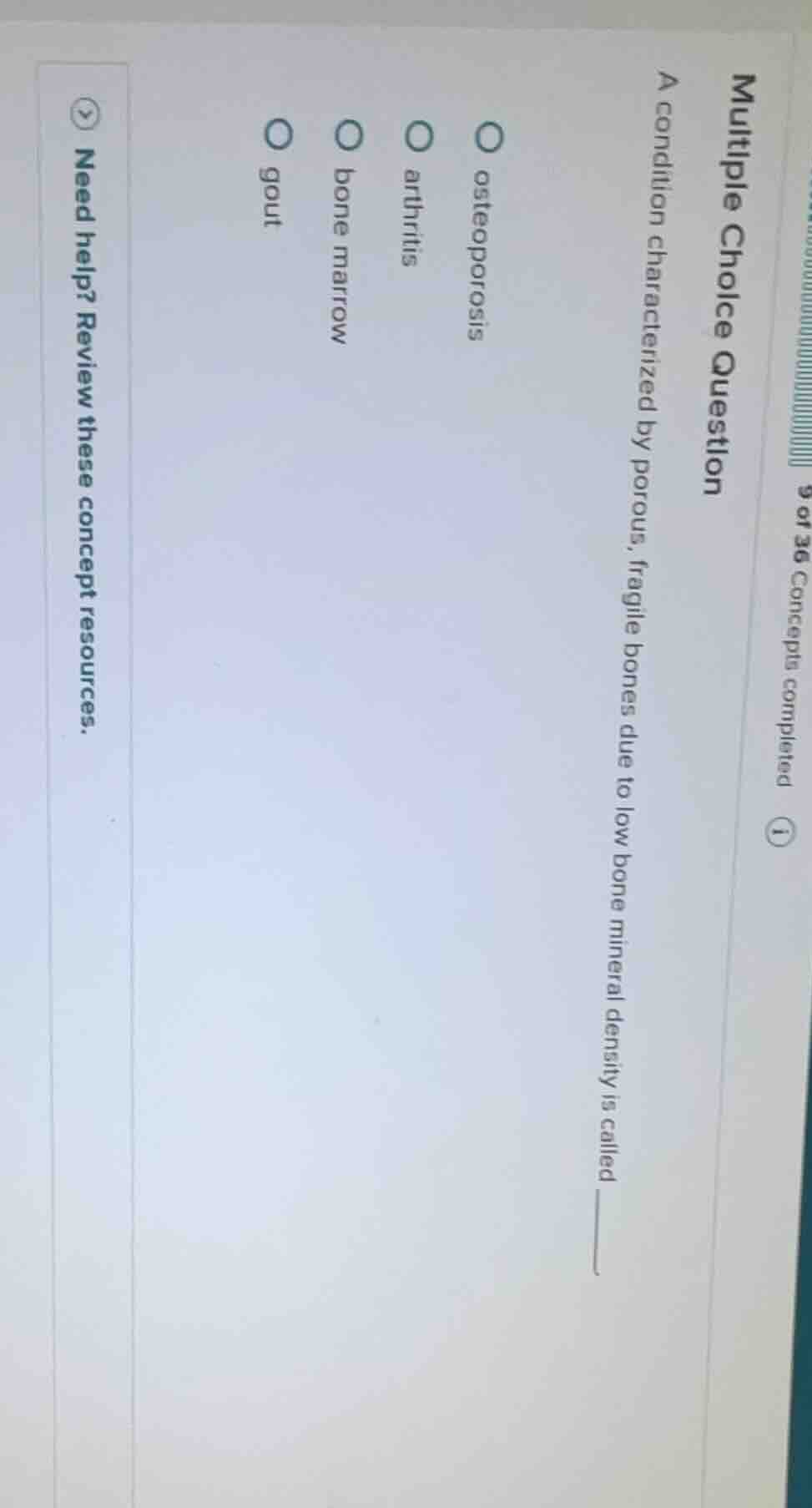multiple choice question a condition characterized by porous, fragile b…