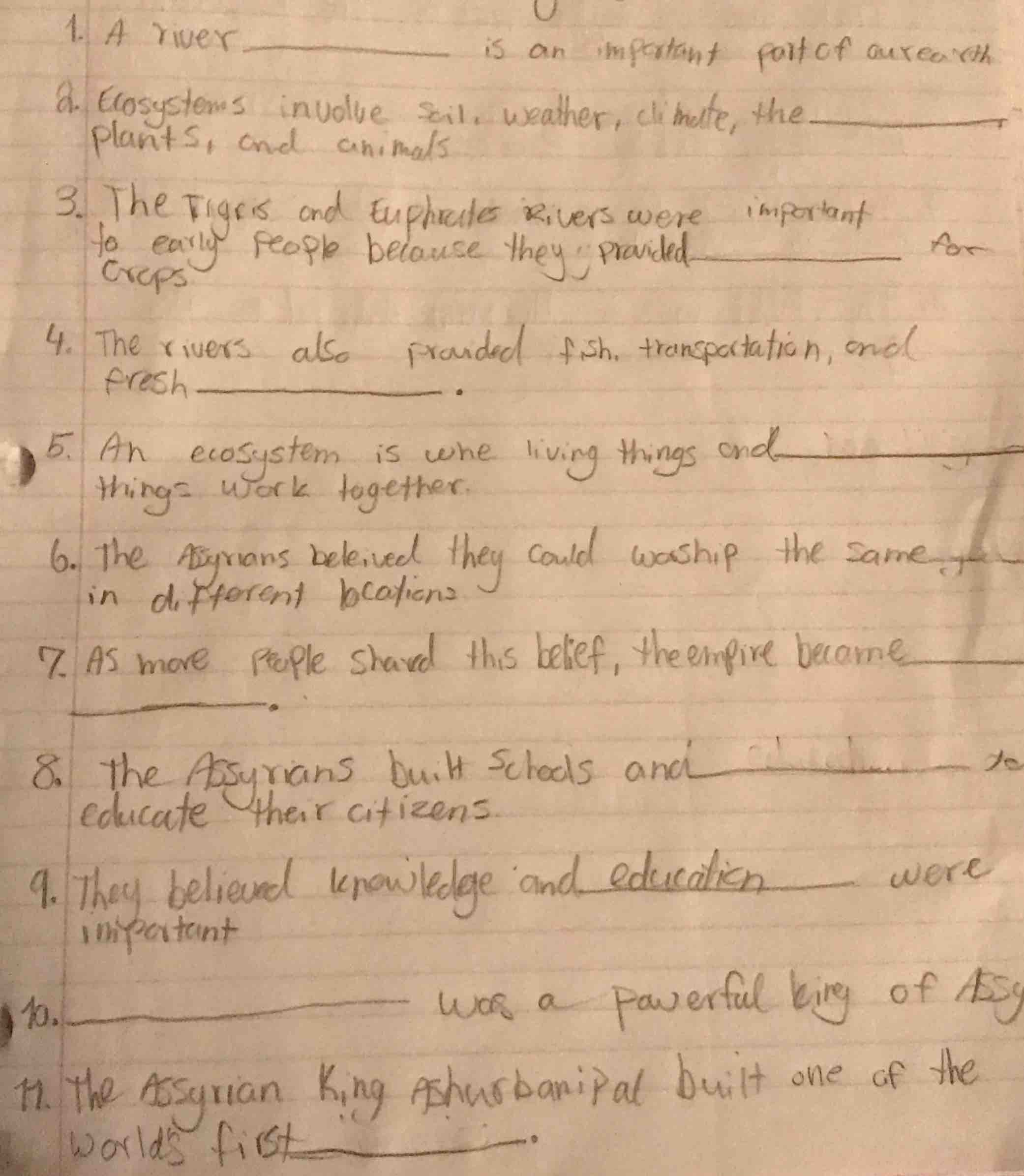 1. a river ______ is an important part of our earth. 2. ecosystems invo…