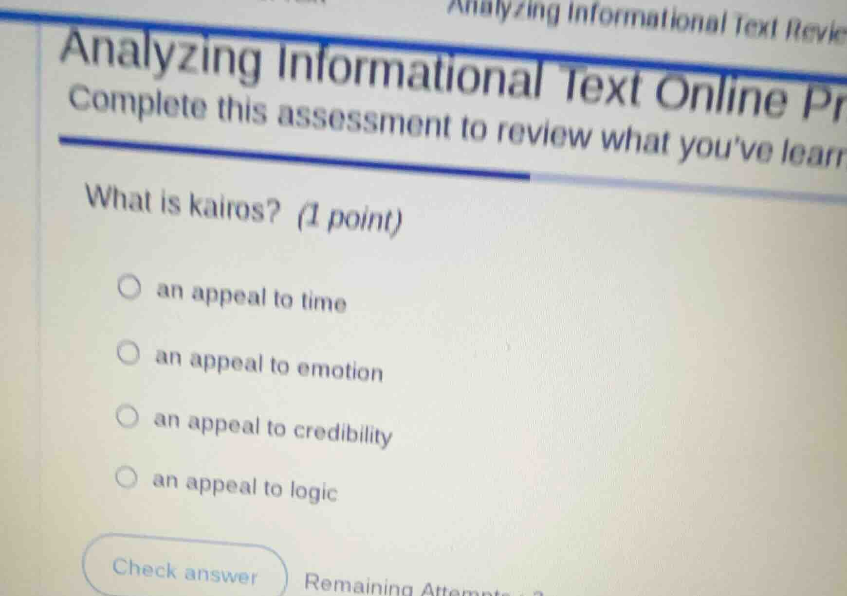 analyzing informational text online pr complete this assessment to revi…