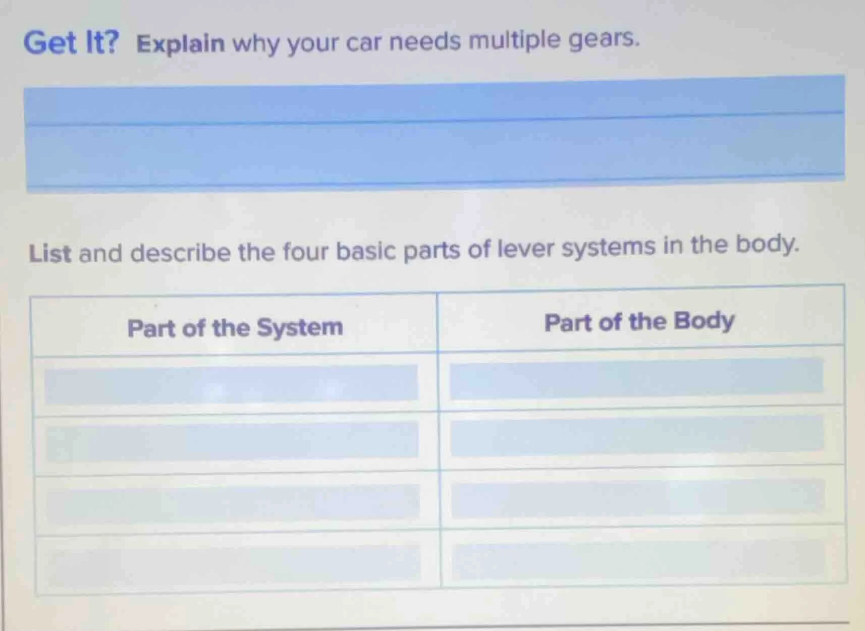 get it? explain why your car needs multiple gears. list and describe th…
