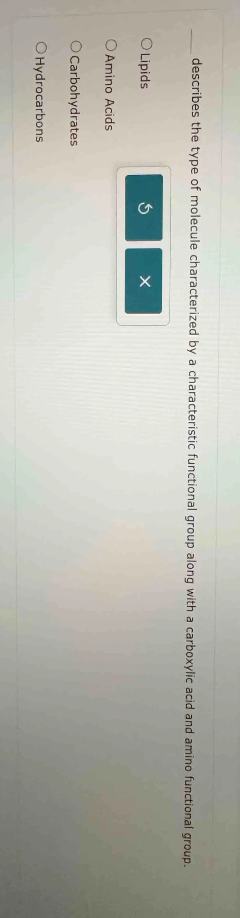 ____ describes the type of molecule characterized by a characteristic f…