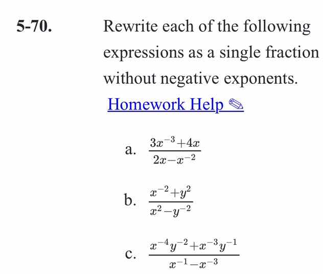 5-70. rewrite each of the following expressions as a single fraction wi…