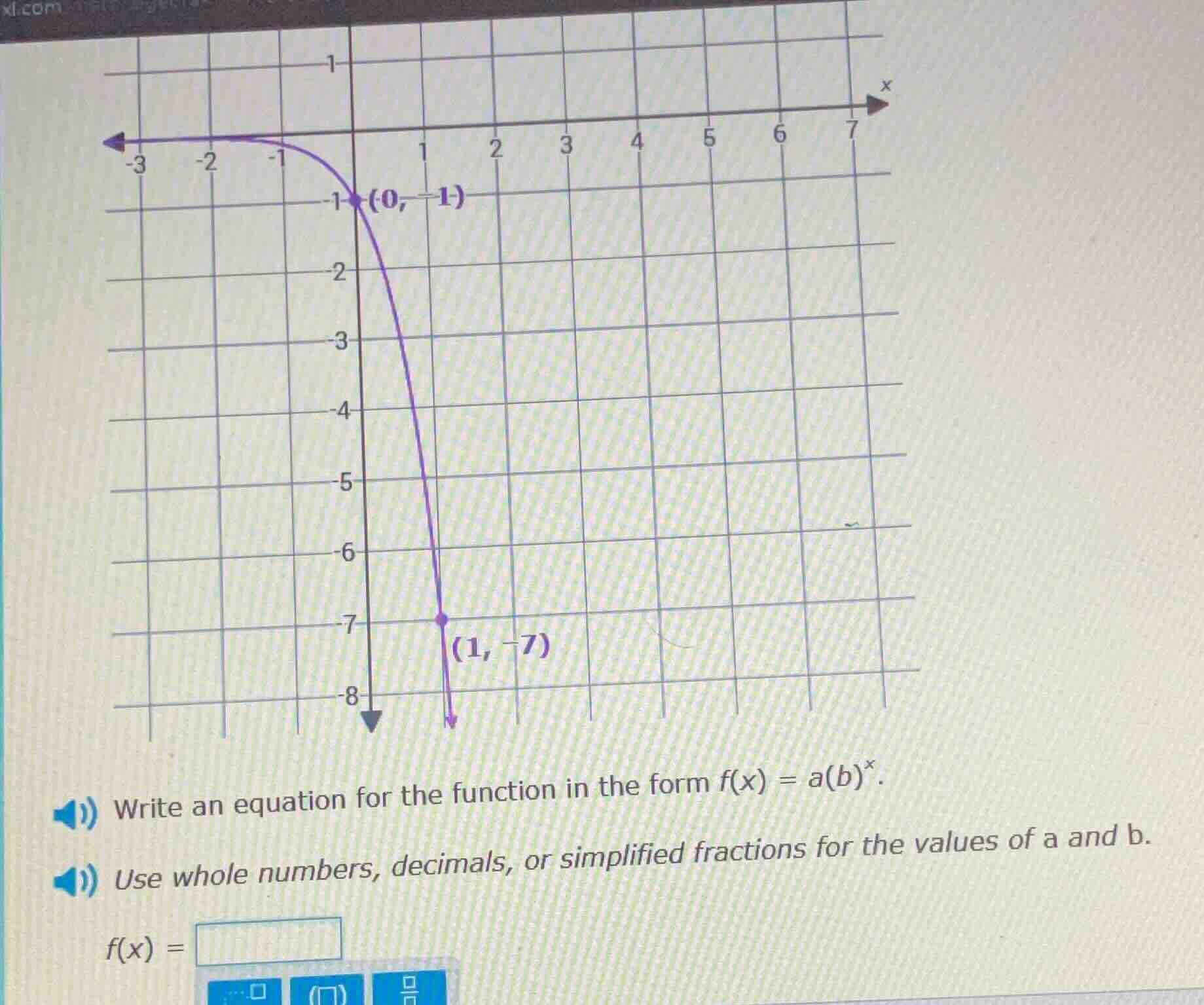write an equation for the function in the form $f(x) = a(b)^x$. use who…