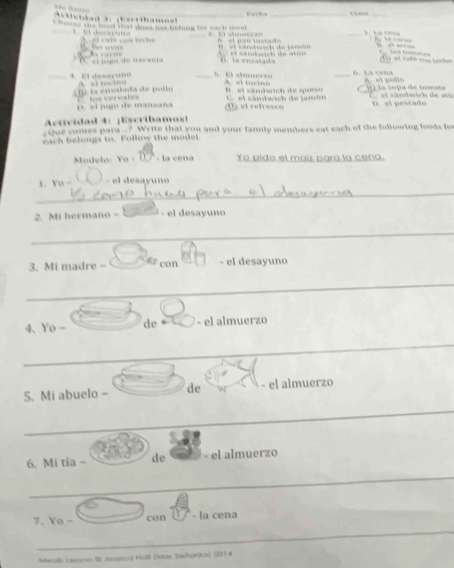 actividad 3: ¡averiguemos! choose the item that does not belong for eac…