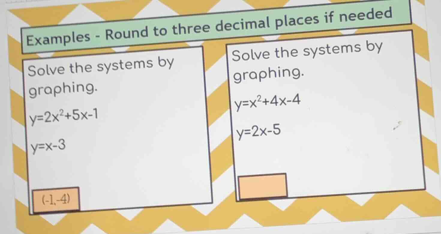 examples - round to three decimal places if needed solve the systems by…