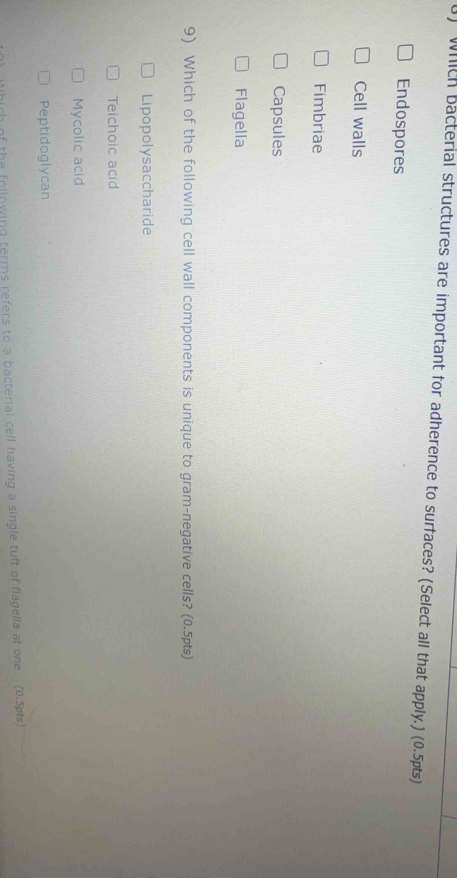 9) which of the following cell wall components is unique to gram - nega…