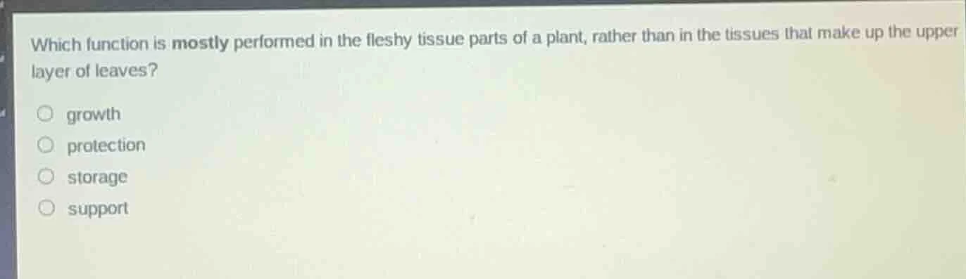 which function is mostly performed in the fleshy tissue parts of a plan…