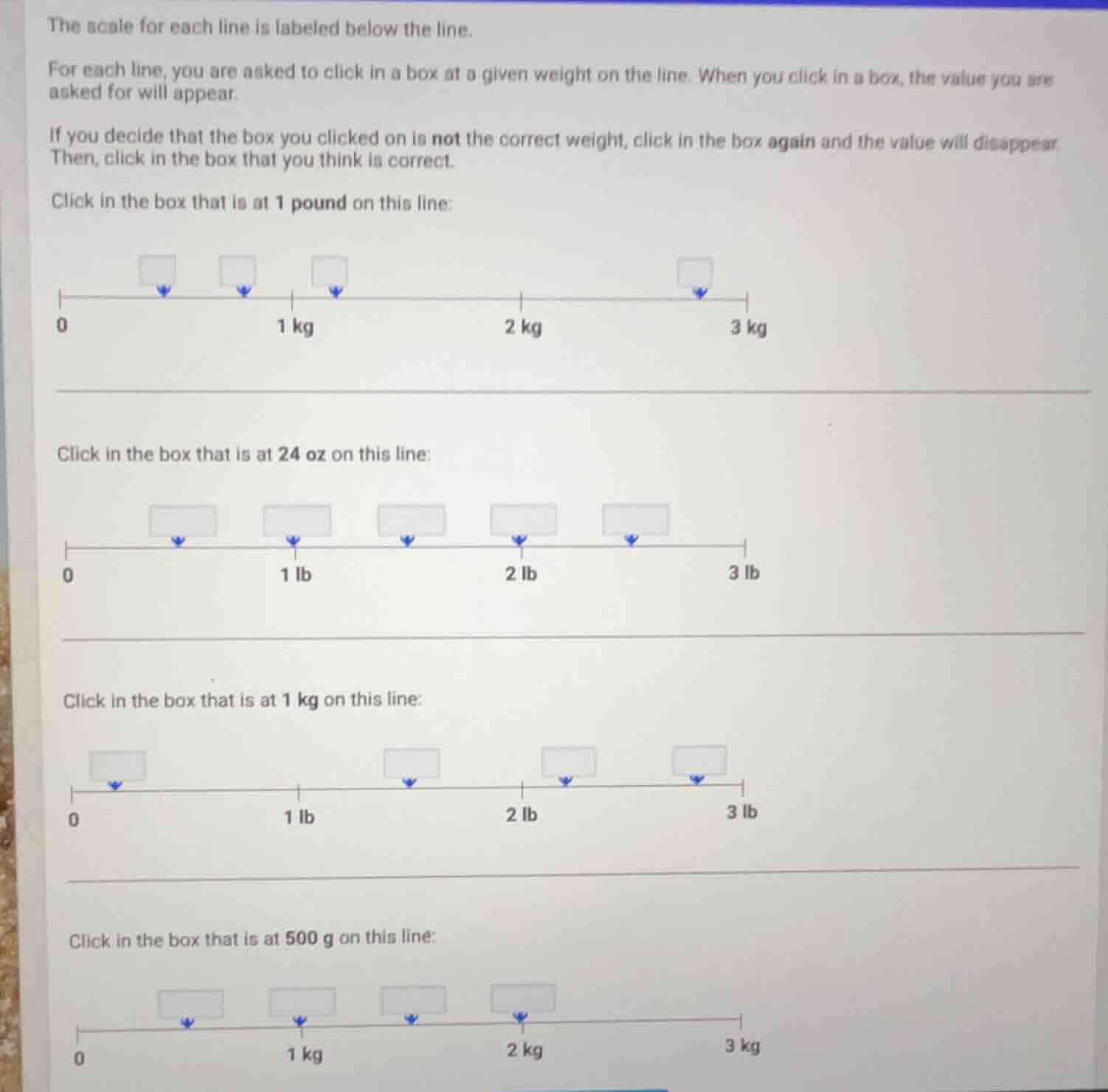 the scale for each line is labeled below the line. for each line, you a…