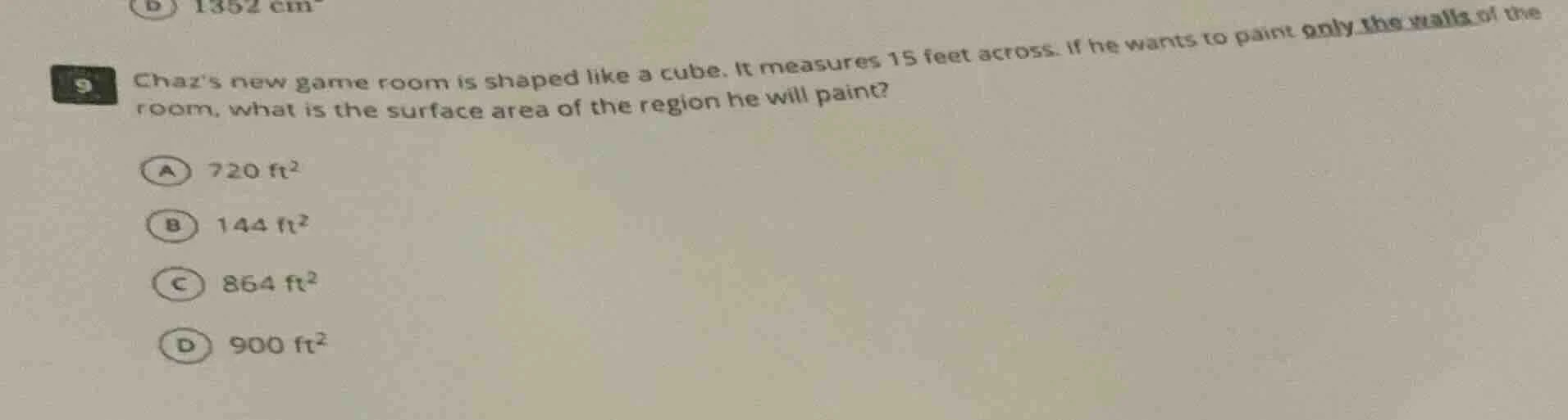 chazs new game room is shaped like a cube. it measures 15 feet across. …