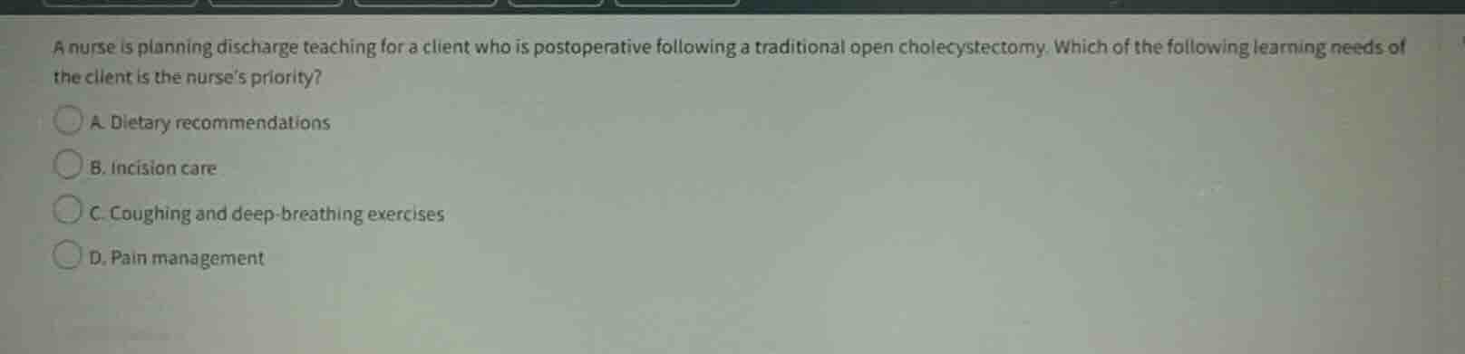 a nurse is planning discharge teaching for a client who is postoperativ…