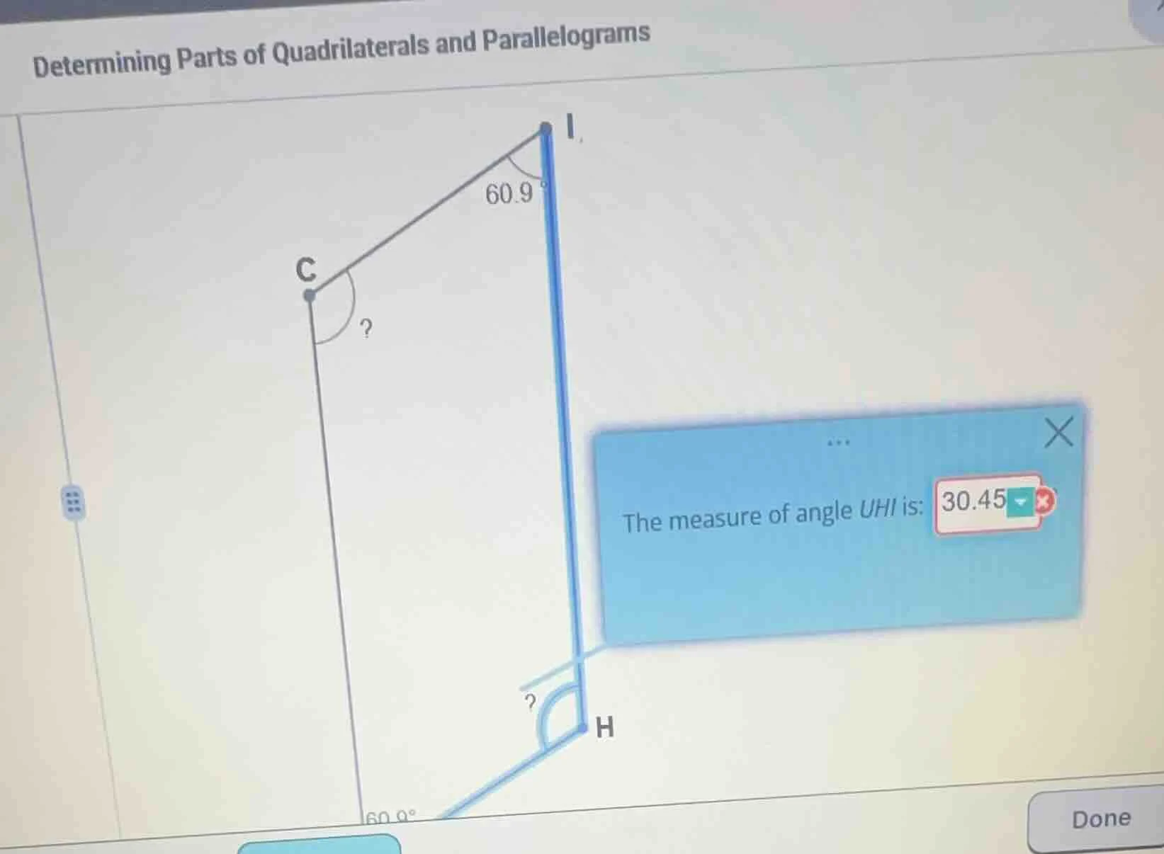 determining parts of quadrilaterals and parallelograms the measure of a…
