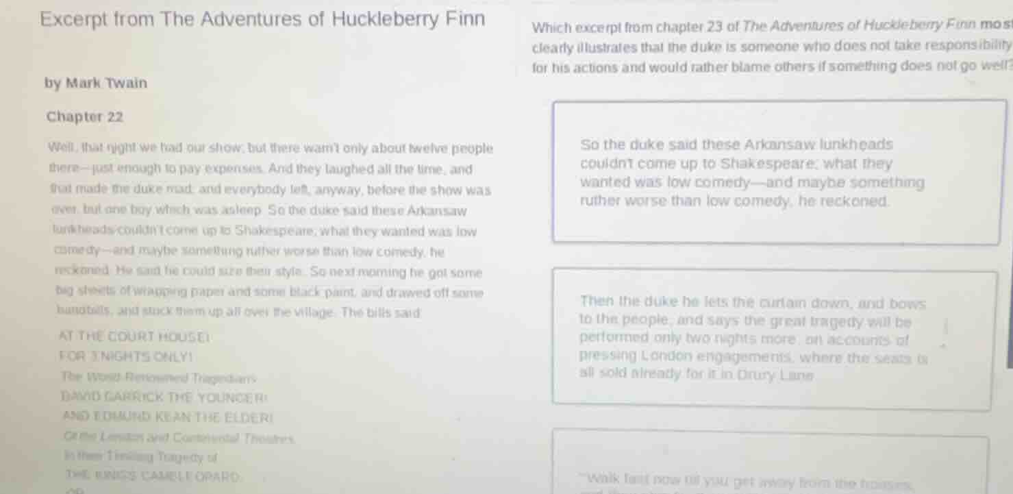 excerpt from the adventures of huckleberry finn by mark twain chapter 2…