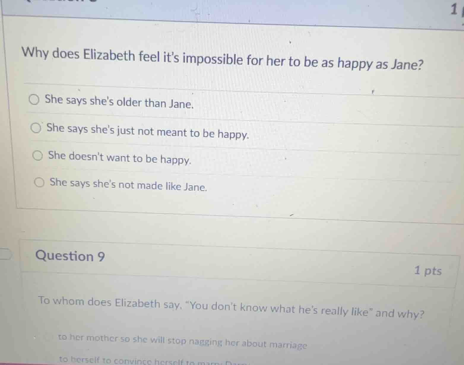 why does elizabeth feel its impossible for her to be as happy as jane? …