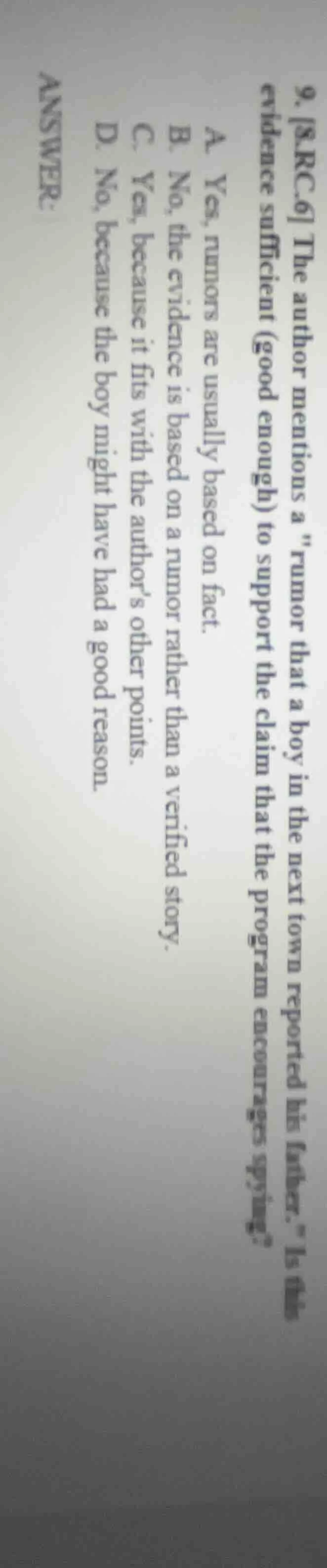 9. s.rc.6 the author mentions a umor that a boy in the next town report…