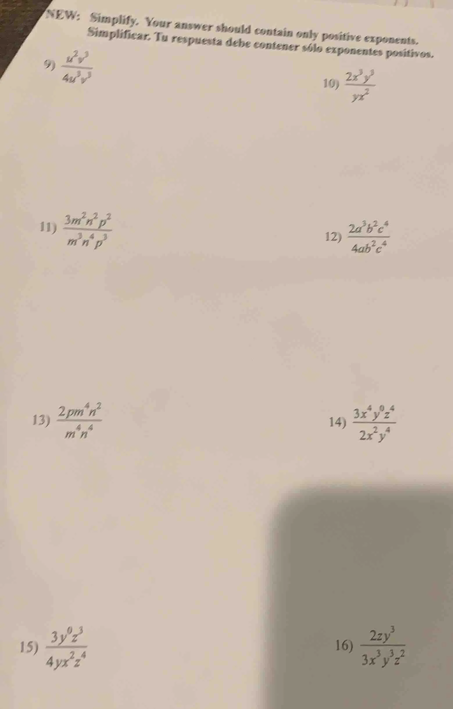 new: simplify. your answer should contain only positive exponents. simp…