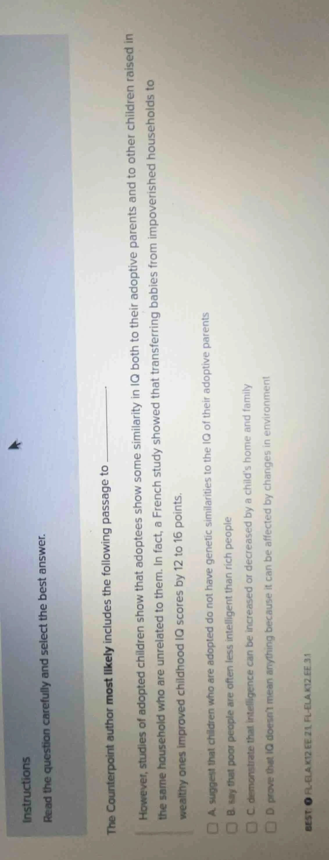 instructions read the question carefully and select the best answer. th…