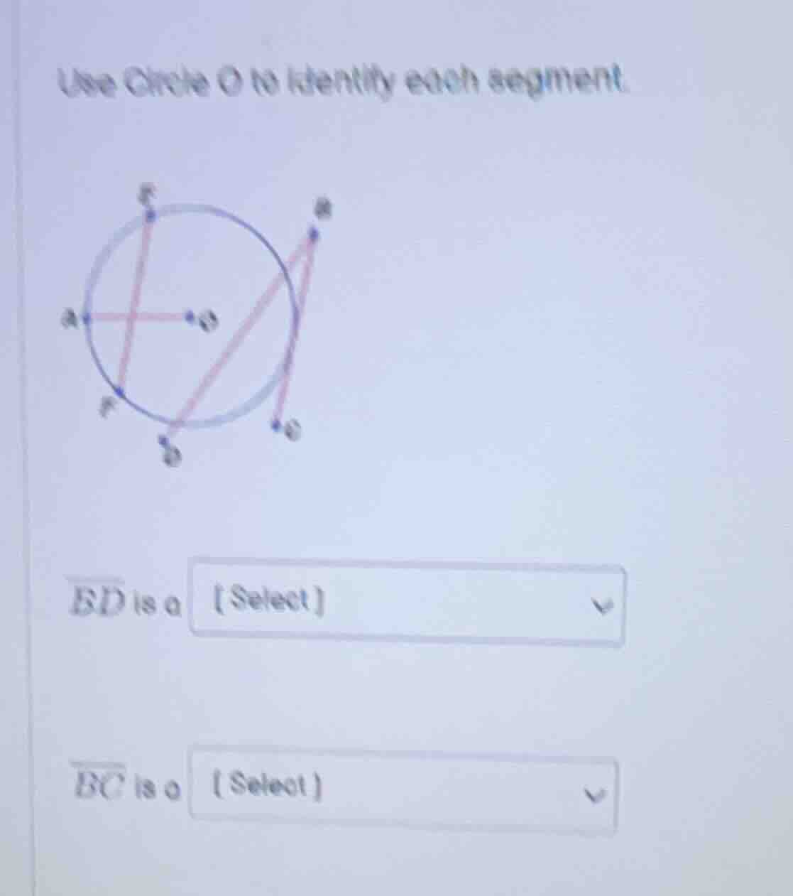 use circle o to identify each segment. \\overline{bd} is a select \\ove…
