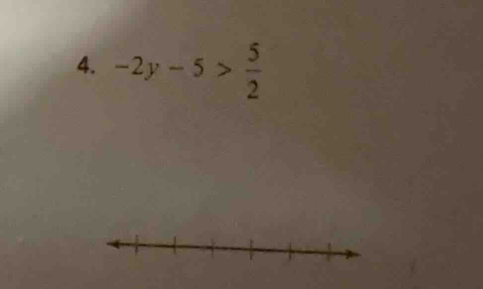 4. $-2y - 5 > \\frac{5}{2}$