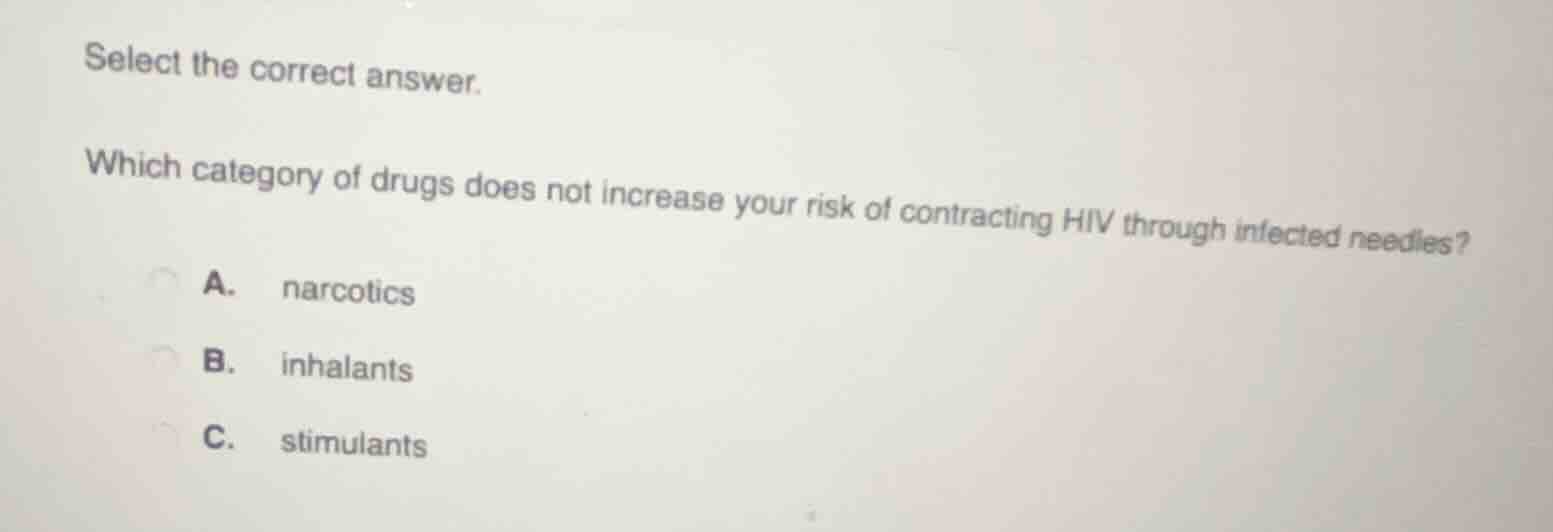 select the correct answer. which category of drugs does not increase yo…