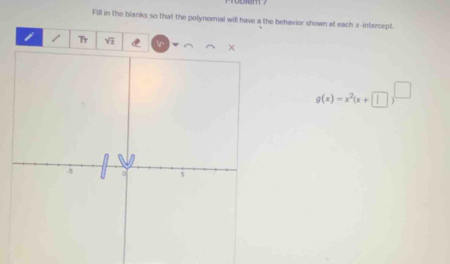 fill in the blanks so that the polynomial will have a the behavior show…