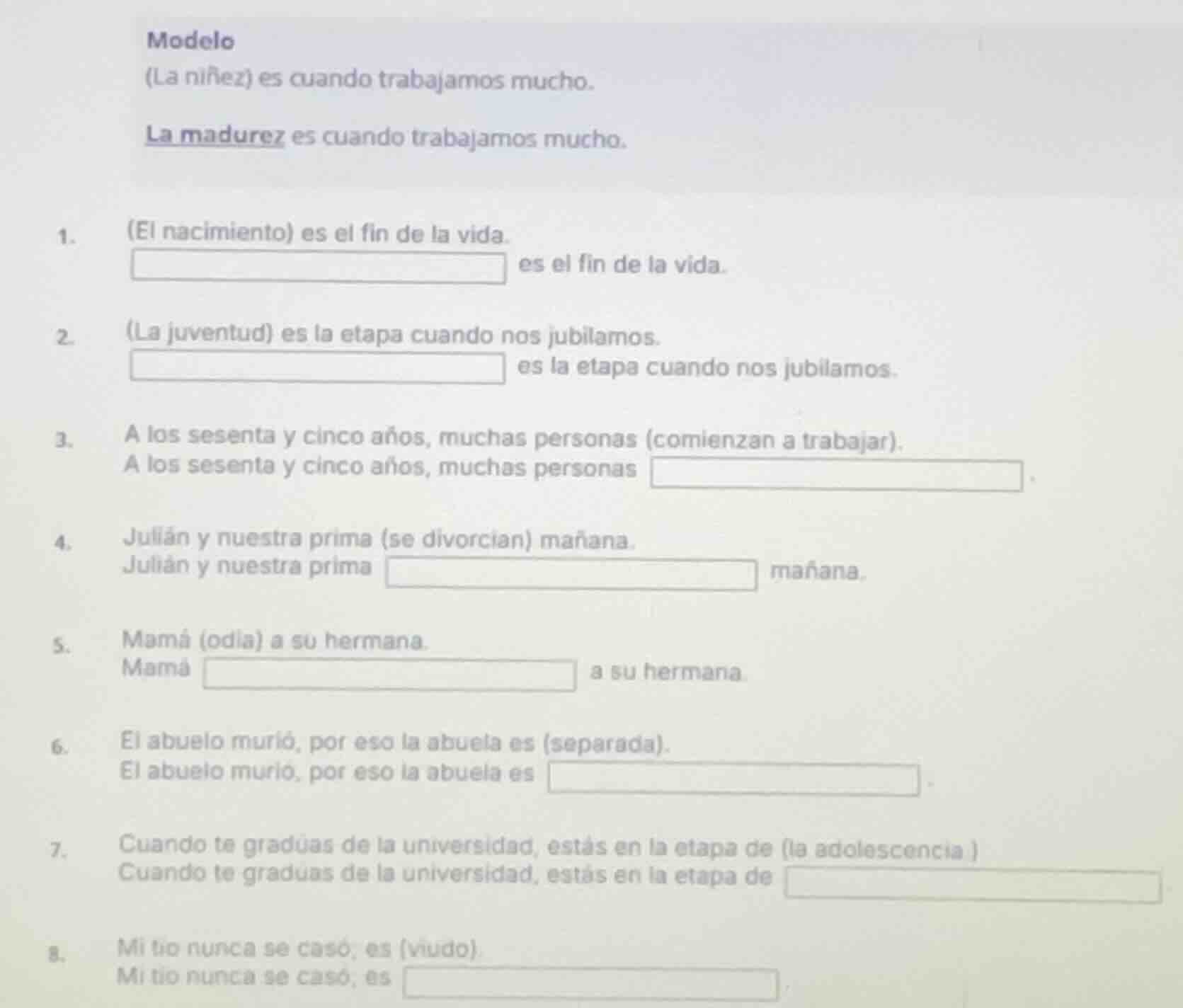 modelo (la niñez) es cuando trabajamos mucho. la madurez es cuando trab…
