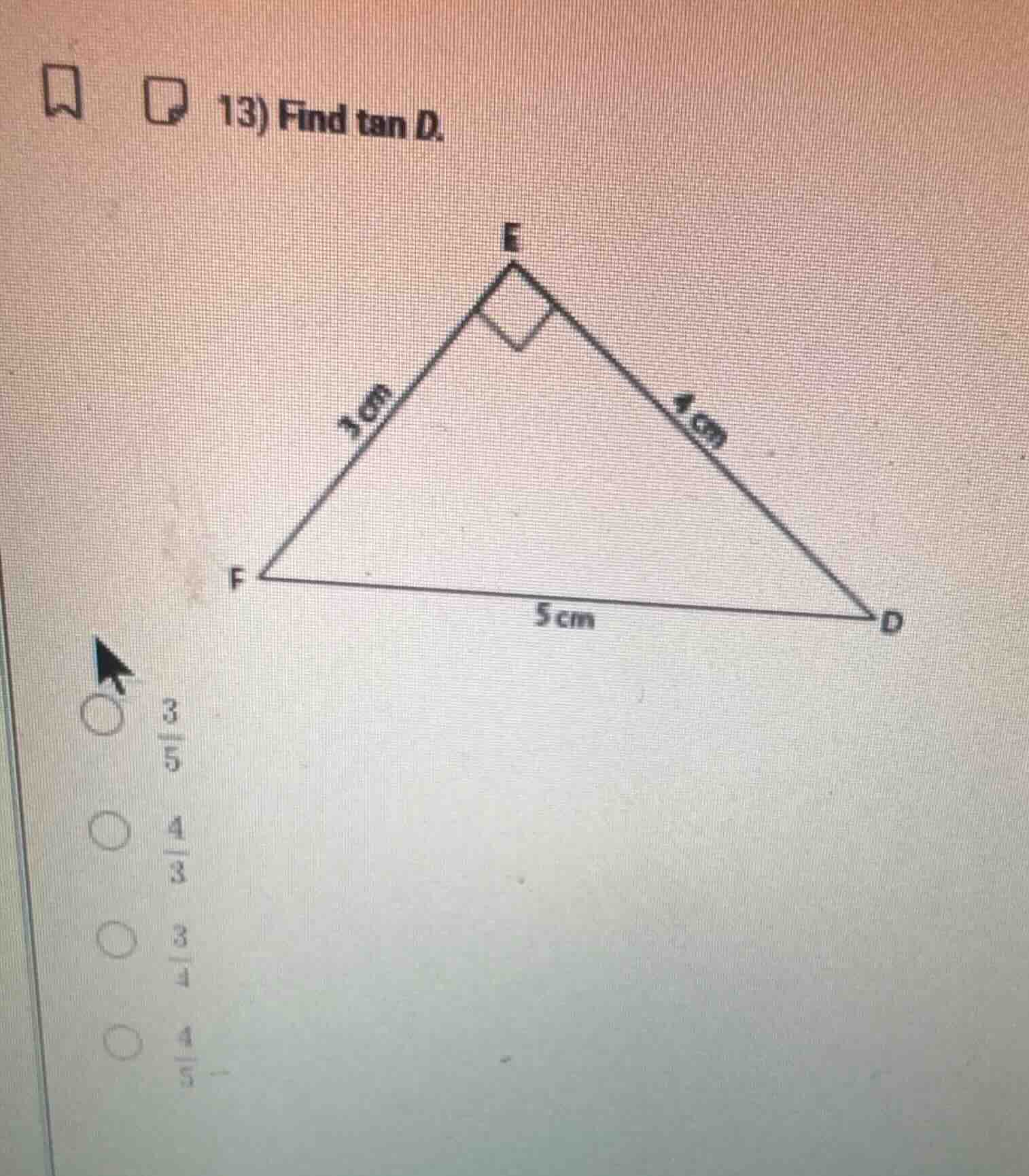 13) find tan d.