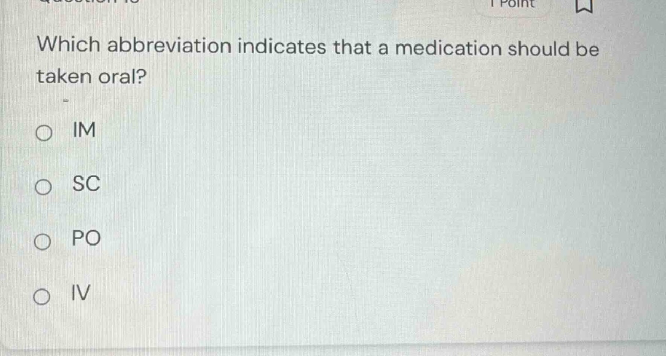 which abbreviation indicates that a medication should be taken oral? ○ …