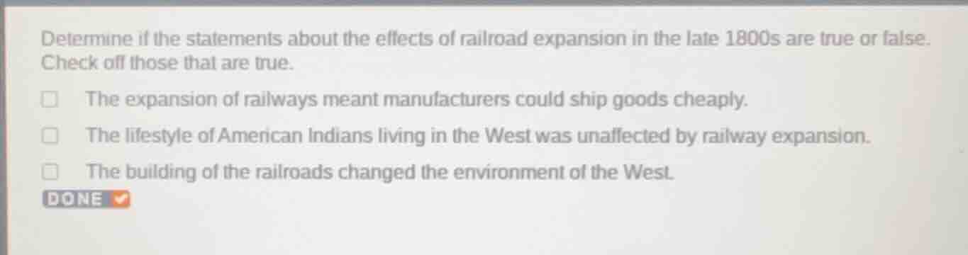 determine if the statements about the effects of railroad expansion in …