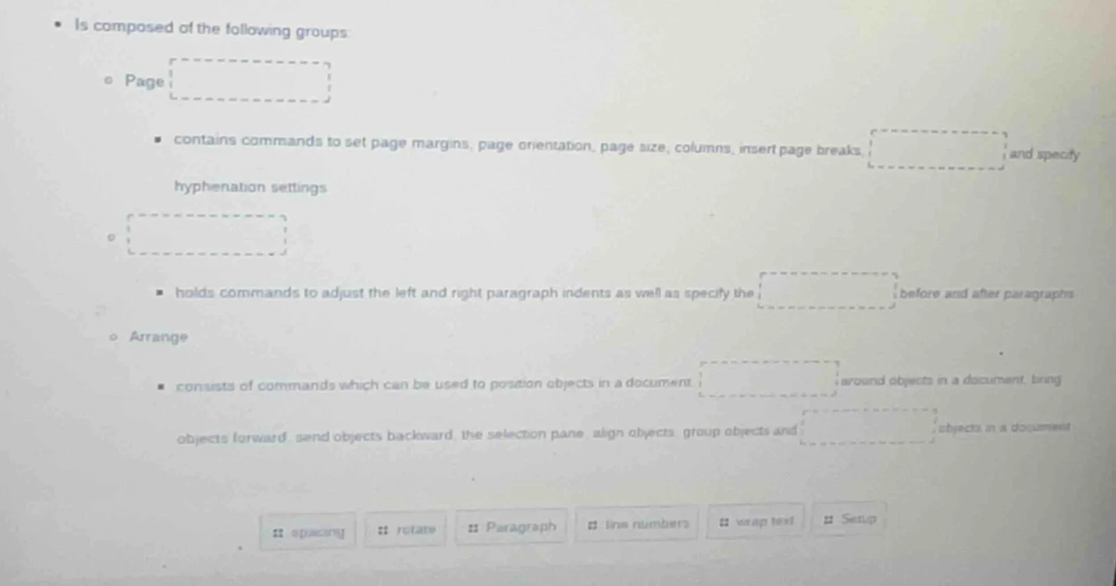 • is composed of the following groups: ◦ page • contains commands to se…