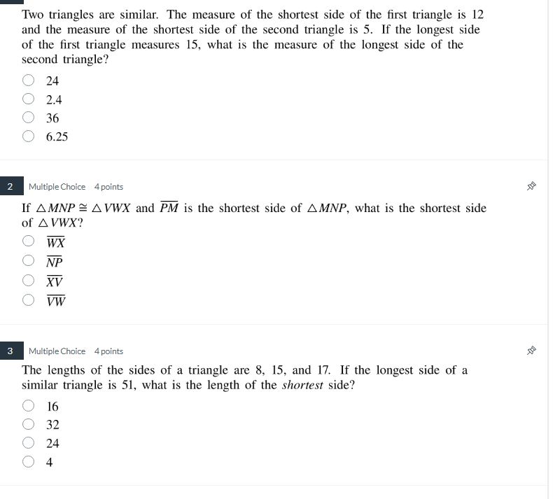 two triangles are similar. the measure of the shortest side of the firs…